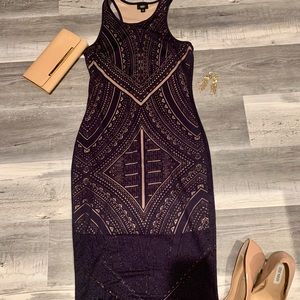 Sheer bodycon navy dress